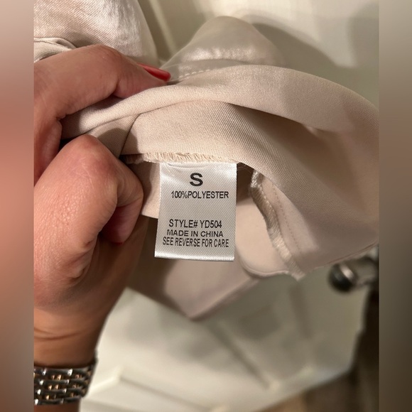 Audrey 3+1 Light Nude Satin Slip Dress - Picture 4 of 7